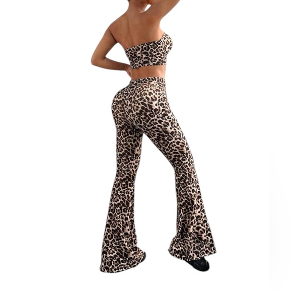 Leopard Print 2 Piece Pants & Top Set - Picture 2 of 2